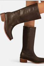 Millie | Women's Knee-High Leather Boots with Block Heel, Elegant Leather Boots | My Sweet Wardrobe