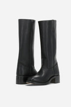 Millie | Women's Knee-High Leather Boots with Block Heel, Elegant Leather Boots | My Sweet Wardrobe