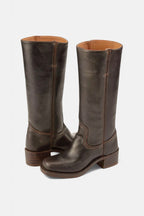 Millie | Women's Knee-High Leather Boots with Block Heel, Elegant Leather Boots | My Sweet Wardrobe