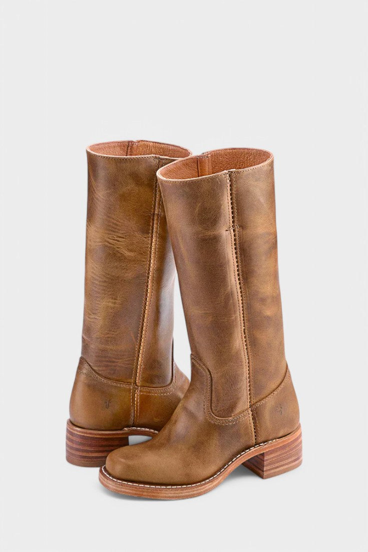 Millie | Women's Knee-High Leather Boots with Block Heel, Elegant Leather Boots | My Sweet Wardrobe
