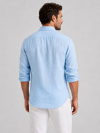 Mitchell | Men's Linen-Look Shirt, Relaxed Fit Button-Up | My Sweet Wardrobe | White