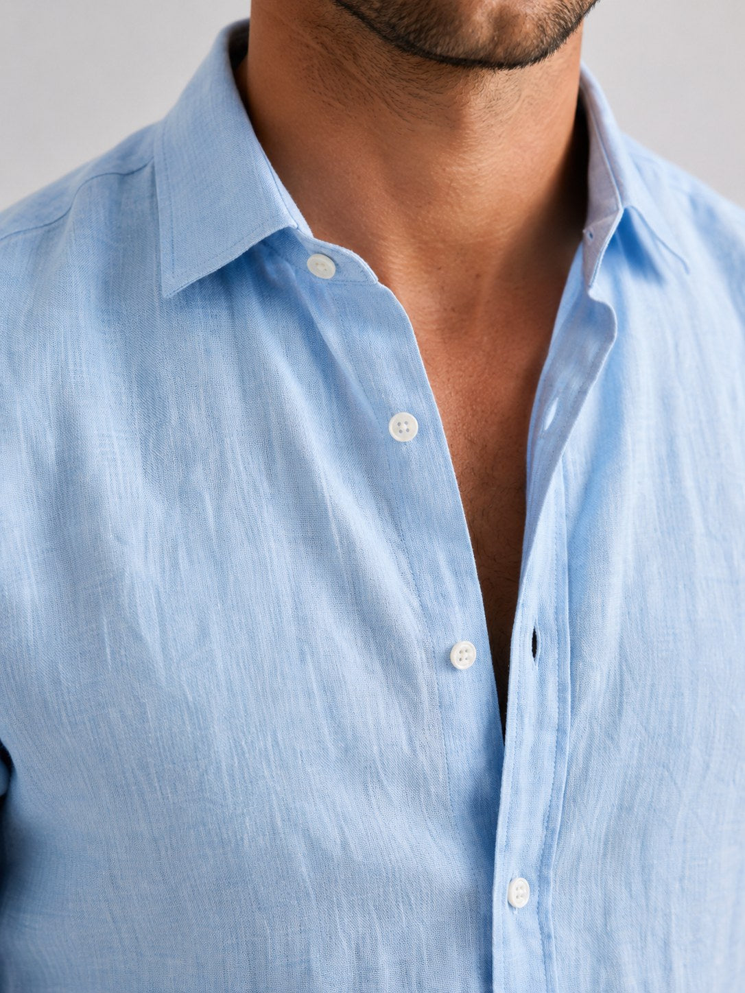 Mitchell | Men's Linen-Look Shirt, Relaxed Fit Button-Up | My Sweet Wardrobe | Grey
