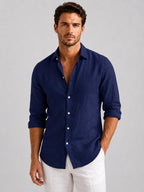 Mitchell | Men's Linen-Look Shirt, Relaxed Fit Button-Up | My Sweet Wardrobe | Pink