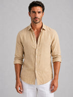Mitchell | Men's Linen-Look Shirt, Relaxed Fit Button-Up | My Sweet Wardrobe | Black