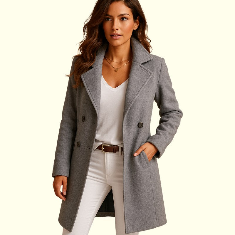 Monica | Women's Double-Breasted Coat with Lapels, Elegant Autumn Coat | My Sweet Wardrobe
