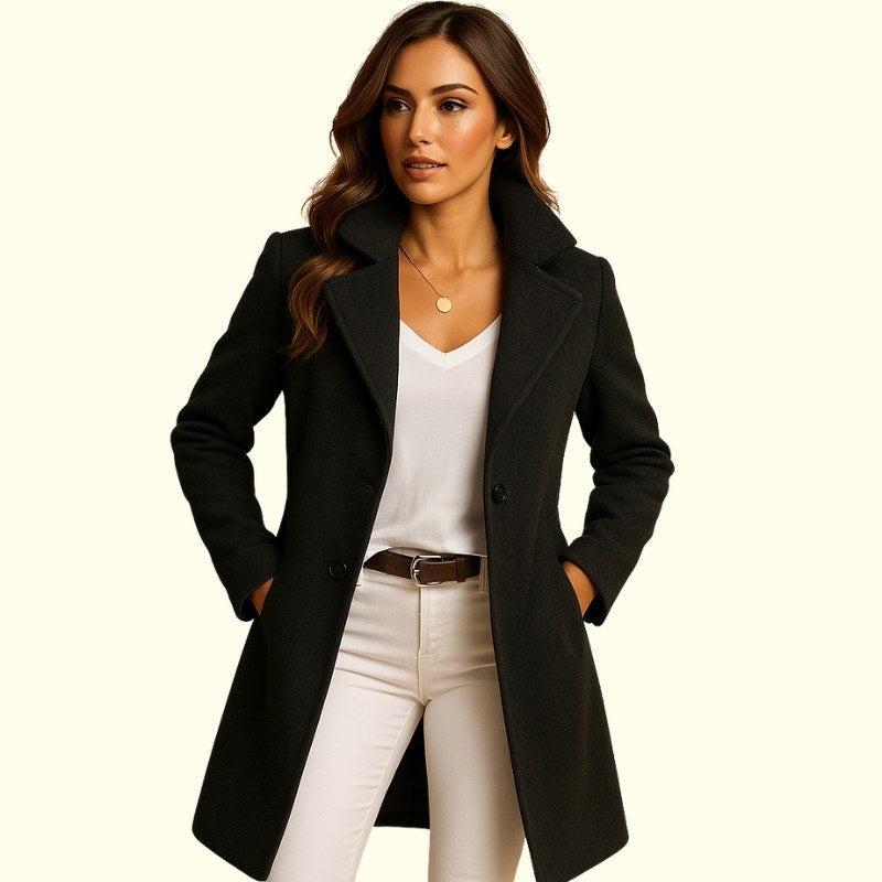 Monica | Women's Double-Breasted Coat with Lapels, Elegant Autumn Coat | My Sweet Wardrobe