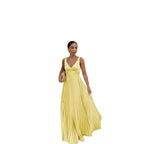 Monique | Women's Pleated Maxi Dress with V-Neckline, Formal Wedding Guest Dress | My Sweet Wardrobe