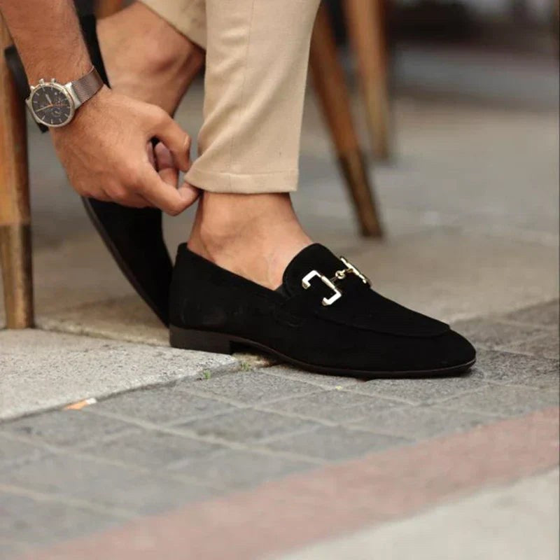 Nathan | Men's Suede Loafers with Horsebit Detail, Slip-On Loafers | My Sweet Wardrobe