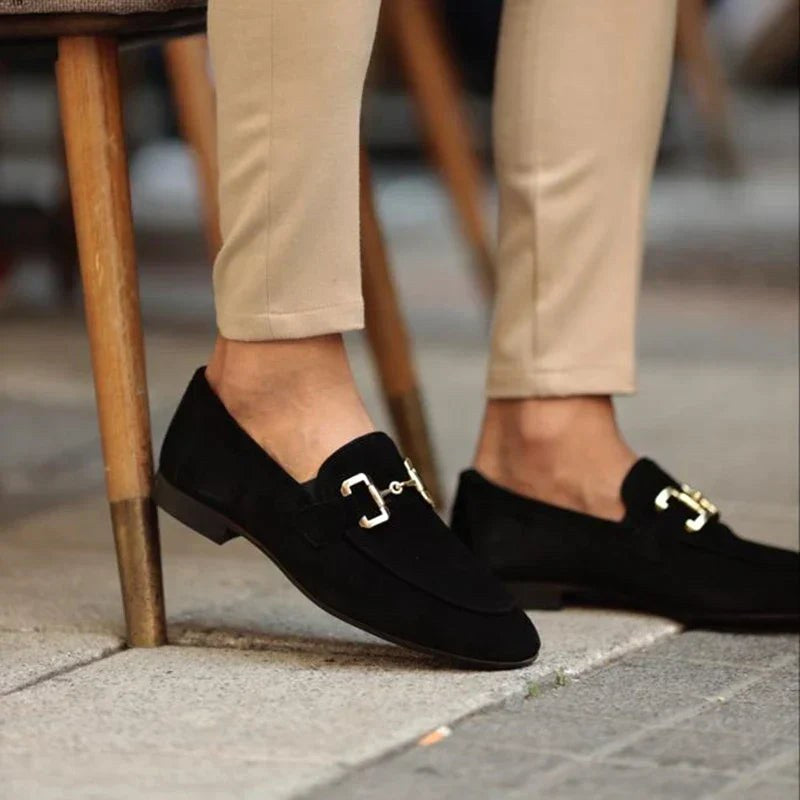 Nathan | Men's Suede Loafers with Horsebit Detail, Slip-On Loafers | My Sweet Wardrobe