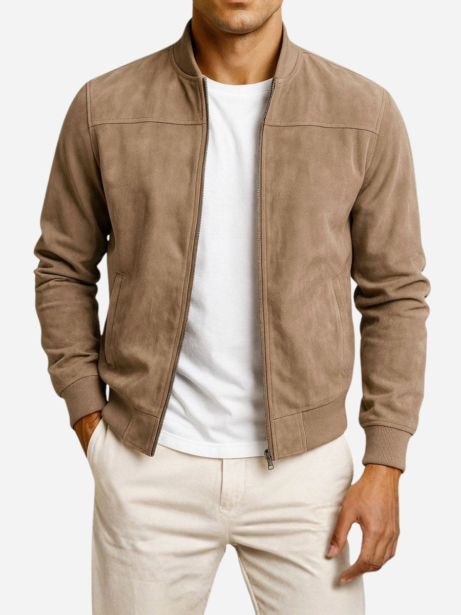 Nigel | Men's Suede-Textured Structured Jacket, Tailored Autumn Jacket | My Sweet Wardrobe | Brown