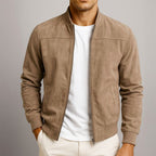 Nigel | Men's Suede-Textured Structured Jacket, Tailored Autumn Jacket | My Sweet Wardrobe | Blue