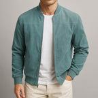 Nigel | Men's Suede-Textured Structured Jacket, Tailored Autumn Jacket | My Sweet Wardrobe | Army Green