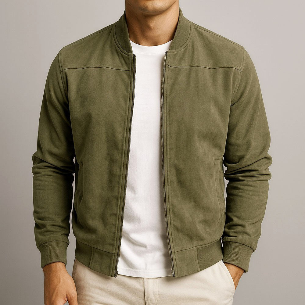 Nigel | Men's Suede-Textured Structured Jacket, Tailored Autumn Jacket | My Sweet Wardrobe | Navy Blue