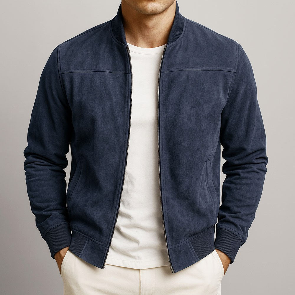 Nigel | Men's Suede-Textured Structured Jacket, Tailored Autumn Jacket | My Sweet Wardrobe | Black