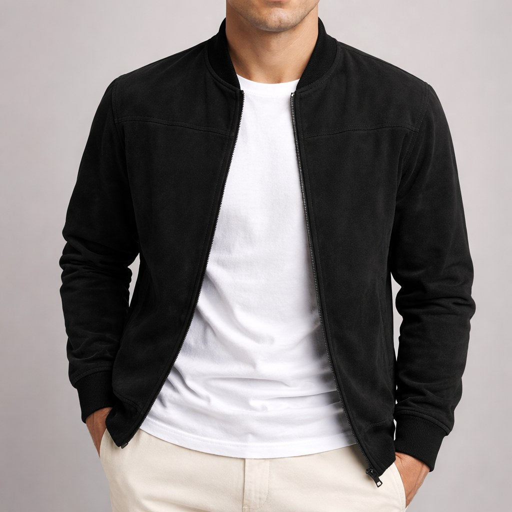 Nigel | Men's Suede-Textured Structured Jacket, Tailored Autumn Jacket | My Sweet Wardrobe