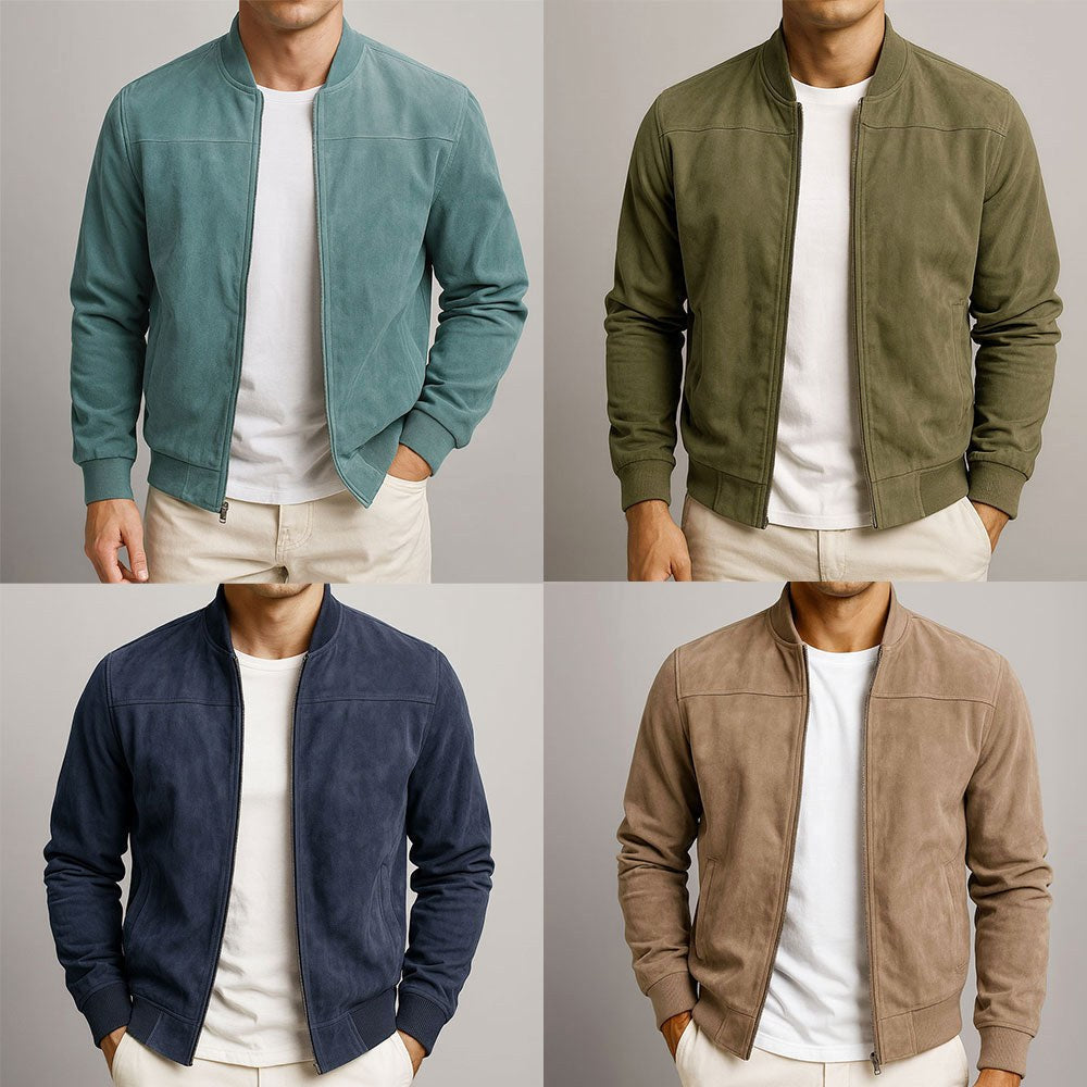 Nigel | Men's Suede-Textured Structured Jacket, Tailored Autumn Jacket | My Sweet Wardrobe