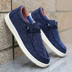 Niklas | Men's Canvas Loafers with Elastic Laces, Lightweight Slip-On Shoes | My Sweet Wardrobe | Navy Blue