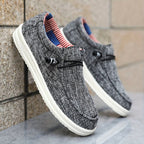 Niklas | Men's Canvas Loafers with Elastic Laces, Lightweight Slip-On Shoes | My Sweet Wardrobe | Navy Blue