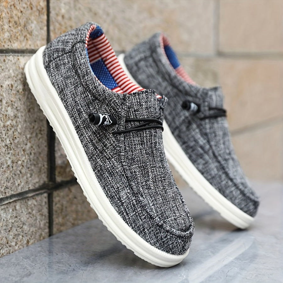 Niklas | Men's Canvas Loafers with Elastic Laces, Lightweight Slip-On Shoes | My Sweet Wardrobe | Navy Blue