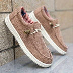 Niklas | Men's Canvas Loafers with Elastic Laces, Lightweight Slip-On Shoes | My Sweet Wardrobe | Navy Blue