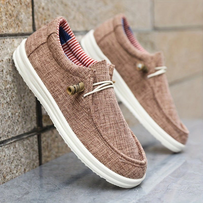 Niklas | Men's Canvas Loafers with Elastic Laces, Lightweight Slip-On Shoes | My Sweet Wardrobe | Navy Blue