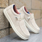 Niklas | Men's Canvas Loafers with Elastic Laces, Lightweight Slip-On Shoes | My Sweet Wardrobe | Navy Blue