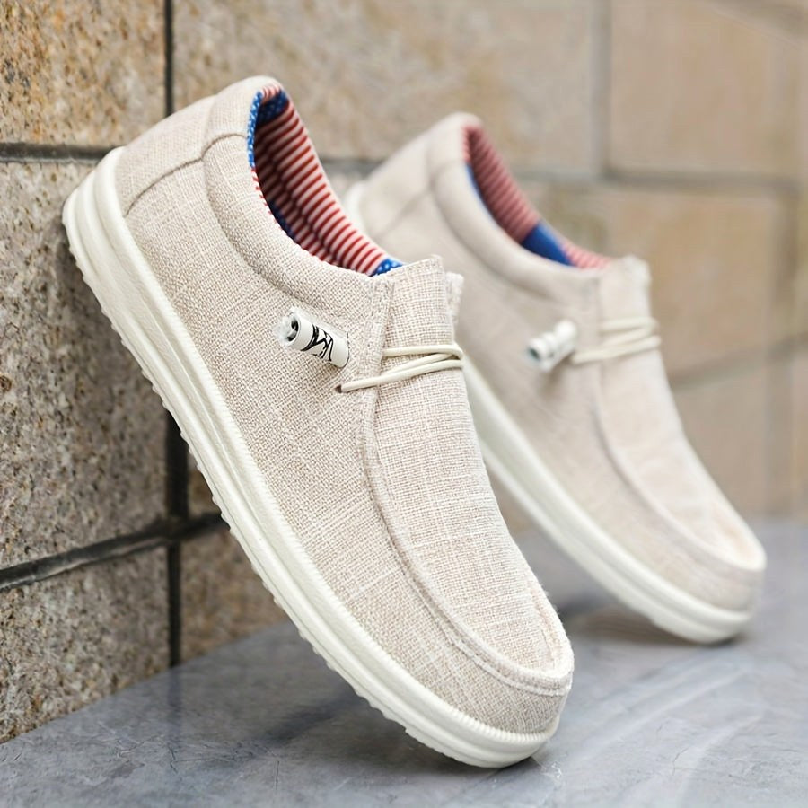 Niklas | Men's Canvas Loafers with Elastic Laces, Lightweight Slip-On Shoes | My Sweet Wardrobe | Navy Blue