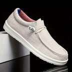 Niklas | Men's Canvas Loafers with Elastic Laces, Lightweight Slip-On Shoes | My Sweet Wardrobe | Navy Blue