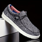 Niklas | Men's Canvas Loafers with Elastic Laces, Lightweight Slip-On Shoes | My Sweet Wardrobe | Navy Blue