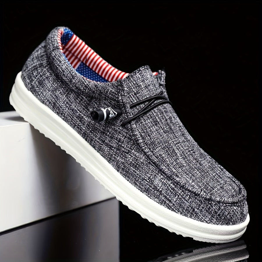 Niklas | Men's Canvas Loafers with Elastic Laces, Lightweight Slip-On Shoes | My Sweet Wardrobe | Navy Blue