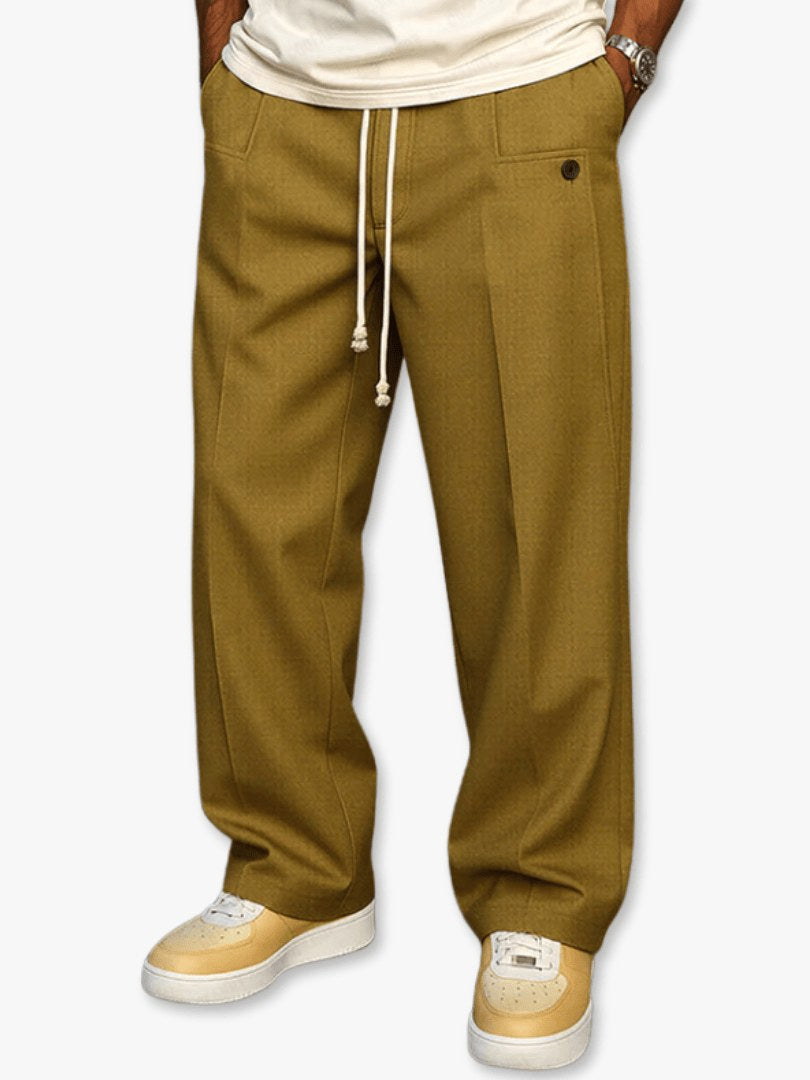 Nils | Men's Trousers with Straight Cut, Modern Jogger Trousers | My Sweet Wardrobe | Khaki