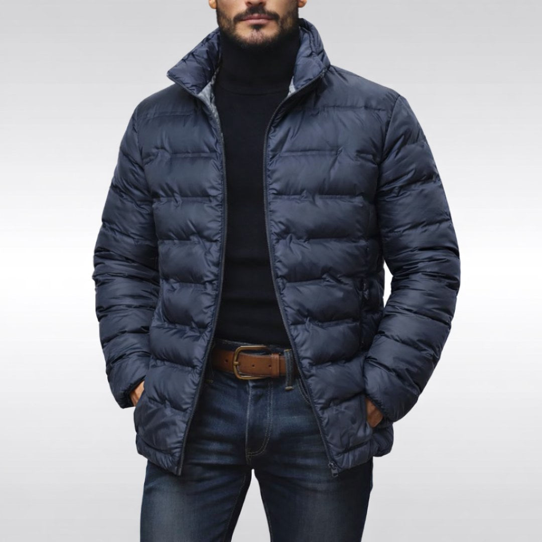 Noah | Men's Insulated Quilted Jacket, High-Collar Down Jacket | My Sweet Wardrobe | Green
