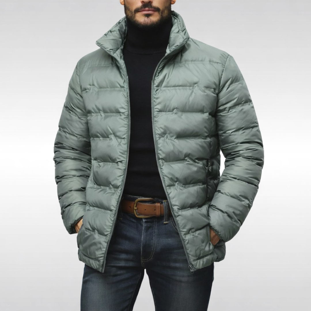 Noah | Men's Insulated Quilted Jacket, High-Collar Down Jacket | My Sweet Wardrobe | Black