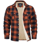 Noah | Men's Sherpa-Lined Plaid Jacket, Button-Front Autumn Jacket | My Sweet Wardrobe | Orange