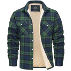 Noah | Men's Sherpa-Lined Plaid Jacket, Button-Front Autumn Jacket | My Sweet Wardrobe | Khaki