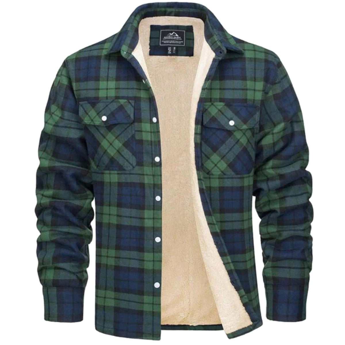 Noah | Men's Sherpa-Lined Plaid Jacket, Button-Front Autumn Jacket | My Sweet Wardrobe | Khaki