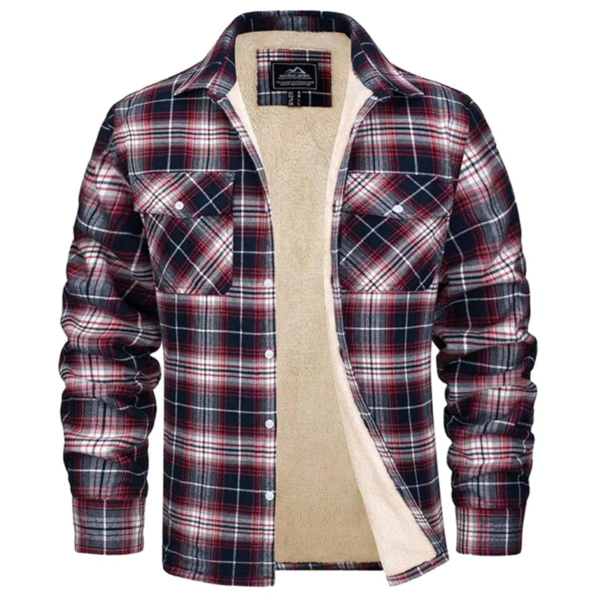 Noah | Men's Sherpa-Lined Plaid Jacket, Button-Front Autumn Jacket | My Sweet Wardrobe | Navy Blue