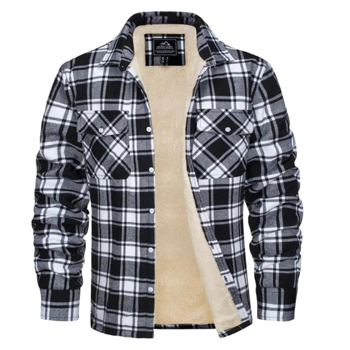 Noah | Men's Sherpa-Lined Plaid Jacket, Button-Front Autumn Jacket | My Sweet Wardrobe | Blue-gray