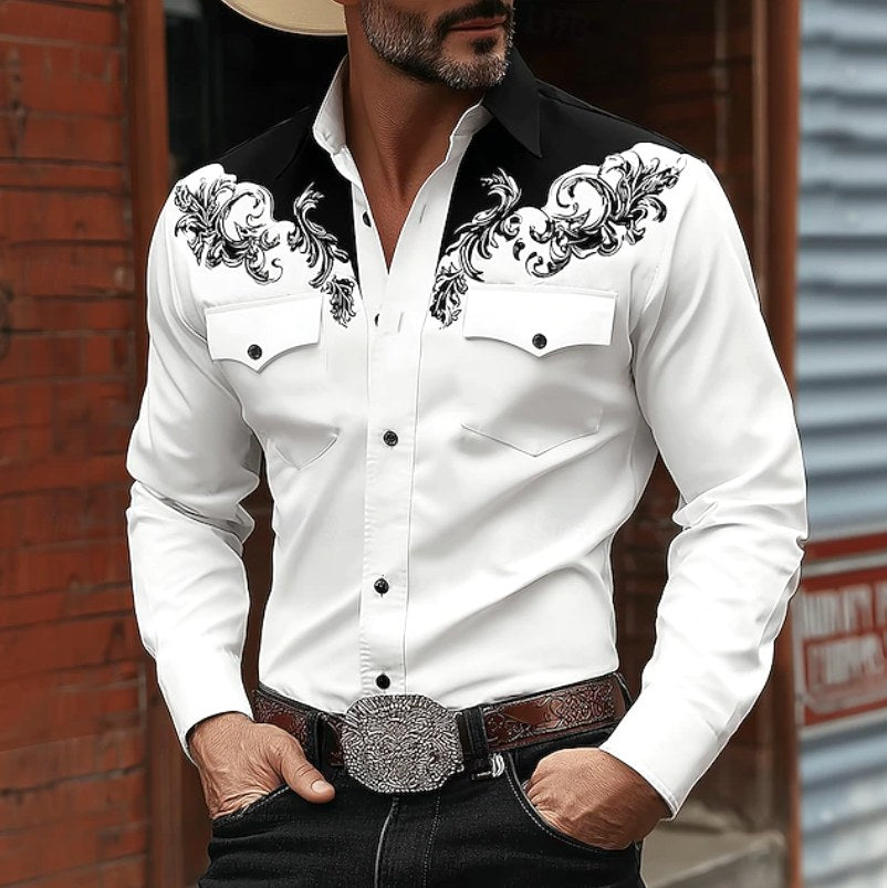 Noah | Men's Western Embroidered Button Shirt, Casual Embroidered Shirt | Dressific | Green