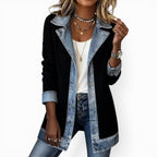 Noelle | Women's Hybrid Knit-Denim Jacket, Relaxed Button-Front Jacket | My Sweet Wardrobe