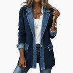 Noelle | Women's Hybrid Knit-Denim Jacket, Relaxed Button-Front Jacket | My Sweet Wardrobe
