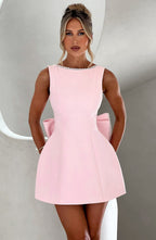 Noemie | Women's A-Line Mini Dress with Pearl Trim, Wedding Guest Dress | My Sweet Wardrobe | Pink
