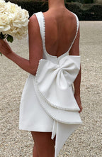 Noemie | Women's A-Line Mini Dress with Pearl Trim, Wedding Guest Dress | My Sweet Wardrobe