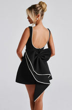 Noemie | Women's A-Line Mini Dress with Pearl Trim, Wedding Guest Dress | My Sweet Wardrobe
