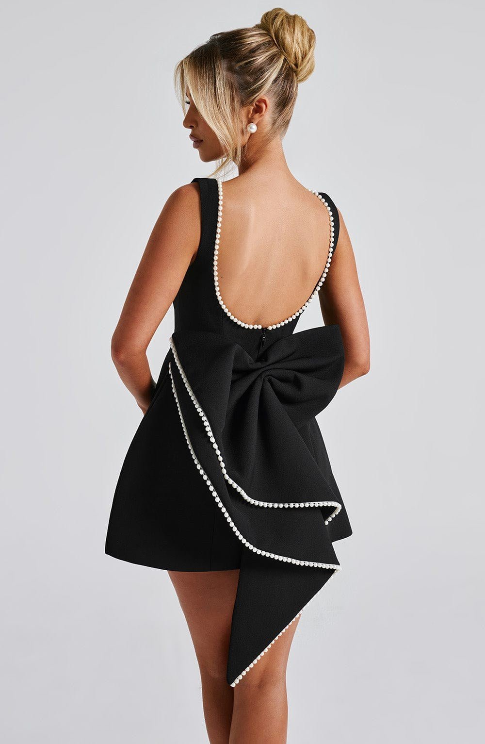 Noemie | Women's A-Line Mini Dress with Pearl Trim, Wedding Guest Dress | My Sweet Wardrobe