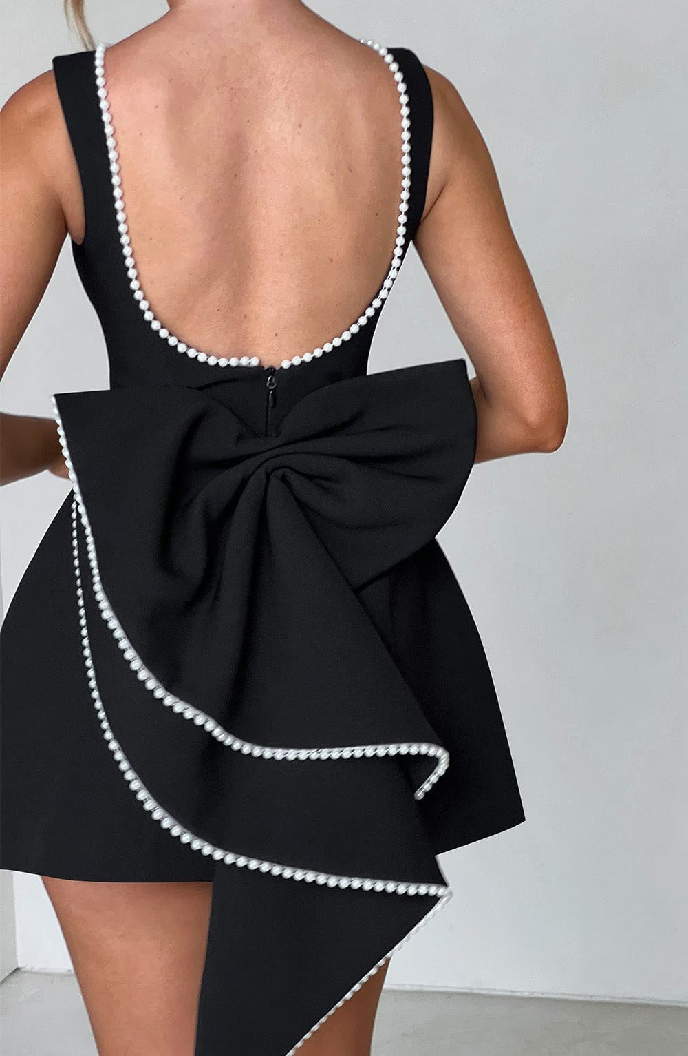 Noemie | Women's A-Line Mini Dress with Pearl Trim, Wedding Guest Dress | My Sweet Wardrobe