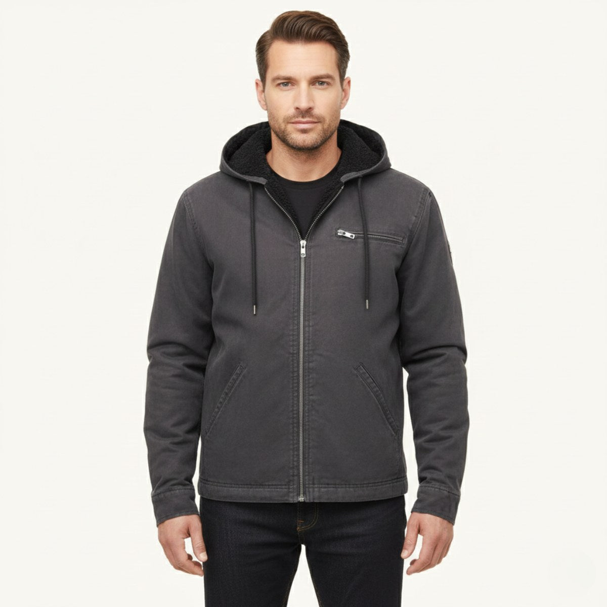 Nolan | Men's Fleece-Lined Hooded Jacket, Retro Autumn Jacket | Dressific