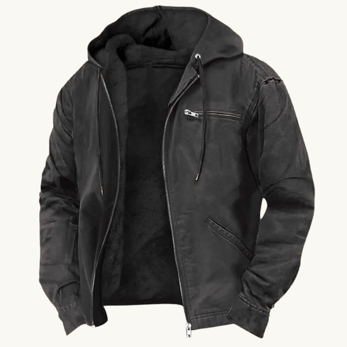 Nolan | Men's Fleece-Lined Hooded Jacket, Retro Autumn Jacket | Dressific