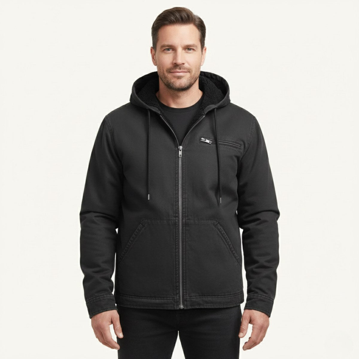 Nolan | Men's Fleece-Lined Hooded Jacket, Retro Autumn Jacket | Dressific