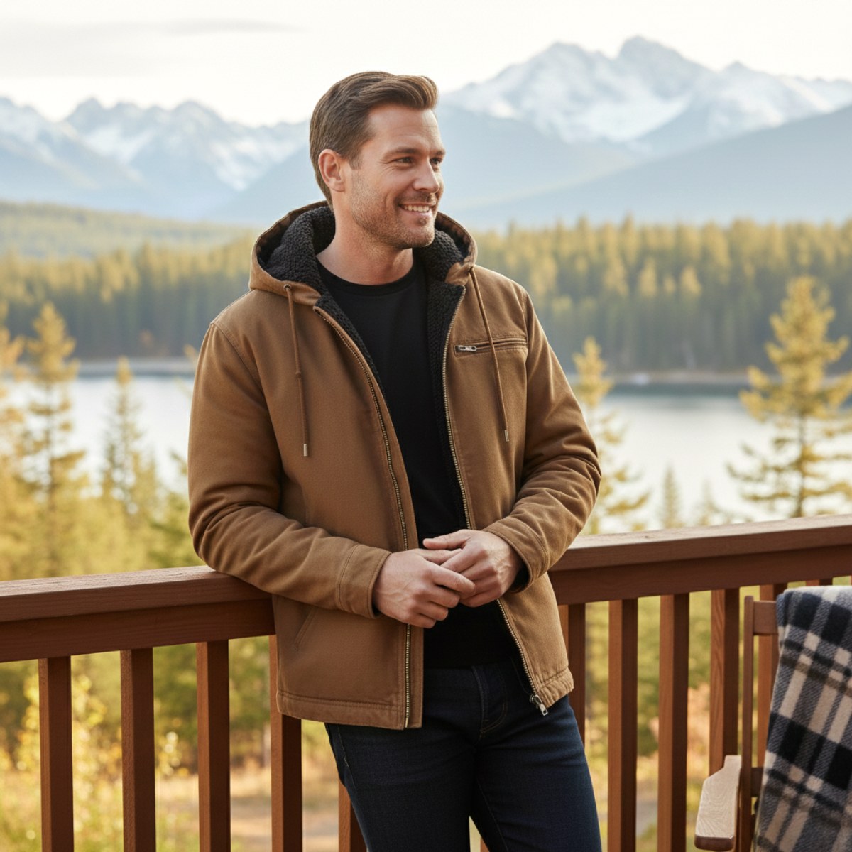 Nolan | Men's Fleece-Lined Hooded Jacket, Retro Autumn Jacket | Dressific